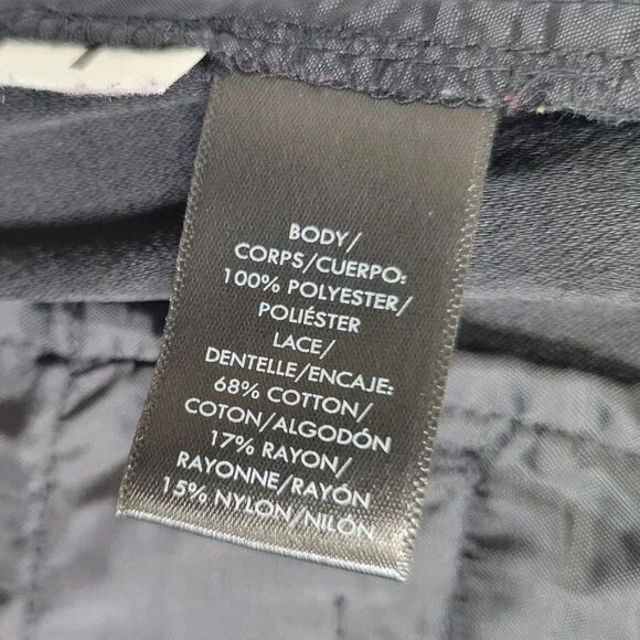 Ann Taylor Sz LP L Petite Pants Cropped Stretch Waist Zip Lace Fringe Hem Black - Picture 8 of 12